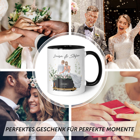 Bedruckte Tasse mit Konfiguration - Hochzeitsauto mit eigenem Brautpaar