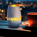 Deko Windlicht aus Glas mit Gravur - Skyline Gladbach