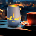 Deko Windlicht aus Glas mit Gravur - Skyline Paris