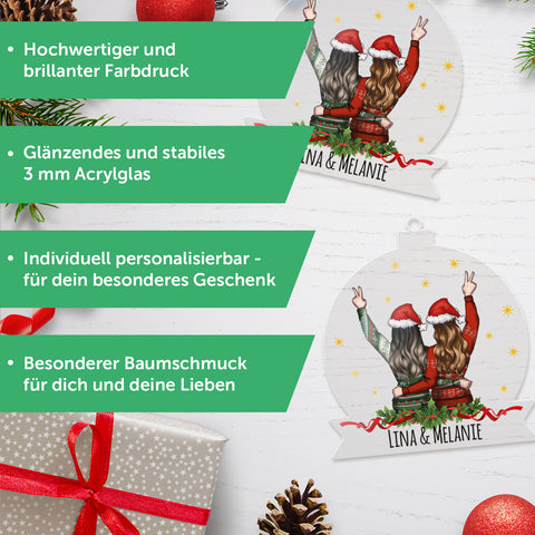 Personalisierter Weihnachtsanhänger aus Acryl mit Konfiguration für beste Freundinnen