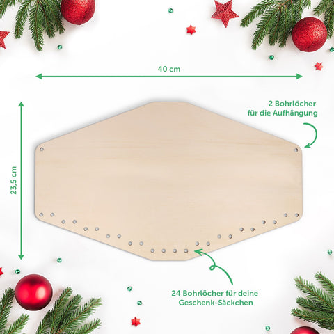 Personalisierter Adventskalender aus Holz mit Druckmotiv & Namen - Lebkuchen