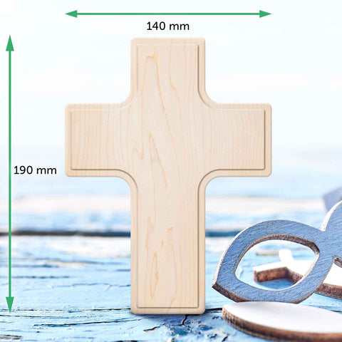 Personalisierbares Holzkreuz zur Taufe Konfirmation und Kommunion - Kranz Design