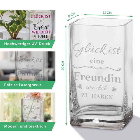 Blumenvase mit Initialen - Personalisiert mit Namen & Monogramm - Deko Vase als Geschenk