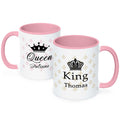 Bedruckte Tassen mit Spruch - King & Queen mit Namen