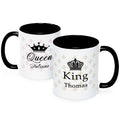 Bedruckte Tassen mit Spruch - King & Queen mit Namen