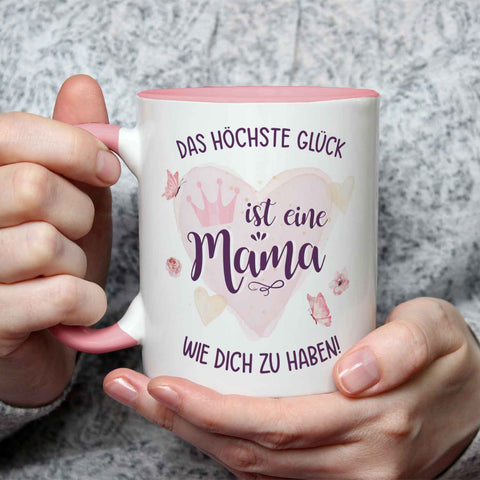 Bedruckte Tasse mit Spruch Das höchste Glück