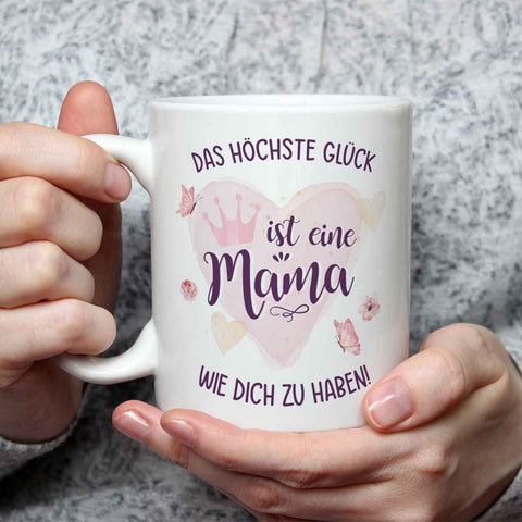 Bedruckte Tasse mit Spruch Das höchste Glück