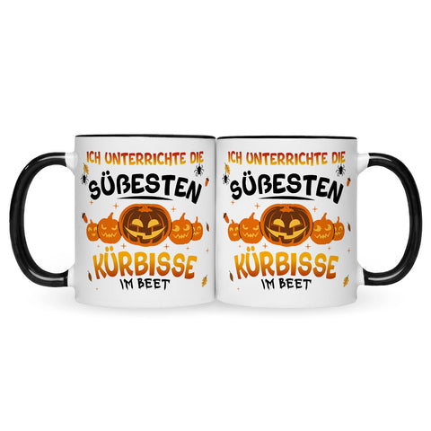 Bedruckte Tasse mit Spruch Ich unterrichte die süßesten Kürbisse im Beet