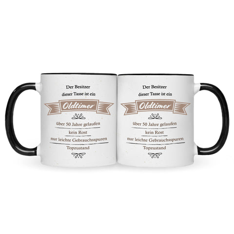 Bedruckte Tasse mit Spruch Oldtimer Geburtstag