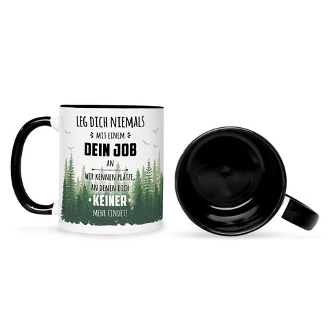 Bedruckte Tasse mit Spruch Leg dich niemals mit mir an