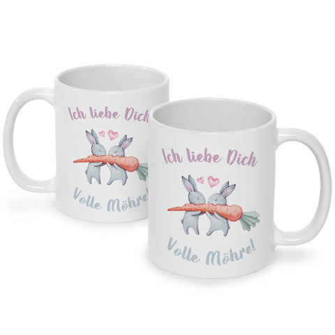 Bedruckte Tasse mit Spruch Volle Möhre