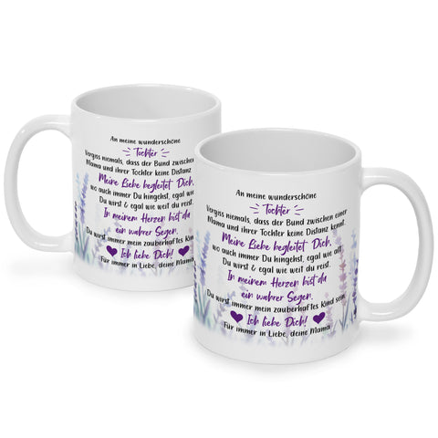 Bedruckte Tasse mit Spruch von Mama für die Tochter