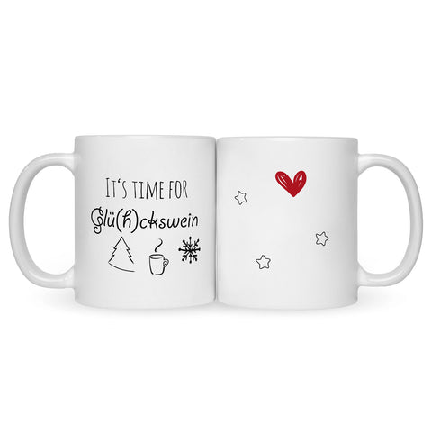 Bedruckte Tasse mit Weihnachtsmotiv - Its time for Glühckswein