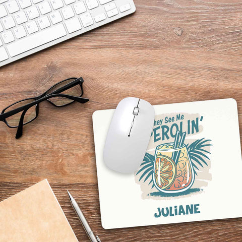 Bedrucktes Mousepad - They See Me Aperolin mit Namen