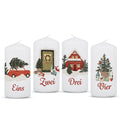 Kleine Kerzen Advent Weihnachtsmotive - Adventskerzen im 4er Set