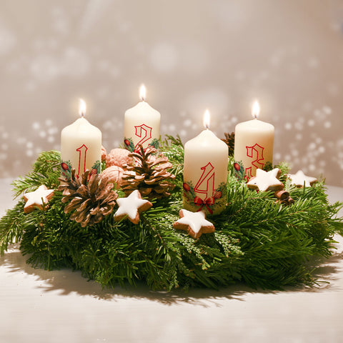 Kleine Kerzen Advent Floral - Adventskerzen im 4er Set