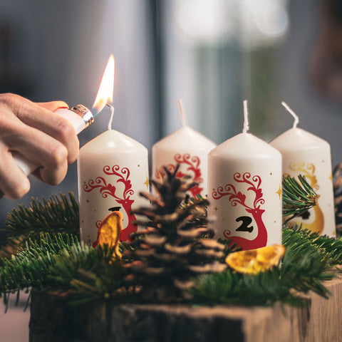 Kleine Kerzen Advent Hirsche - Adventskerzen im 4er Set