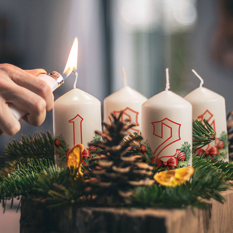 Kleine Kerzen Advent Floral - Adventskerzen im 4er Set