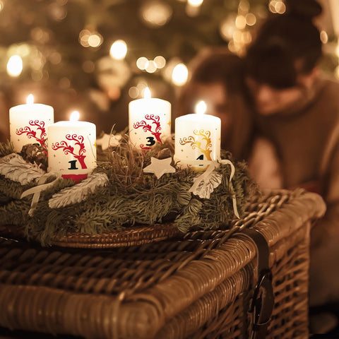 Kleine Kerzen Advent Hirsche - Adventskerzen im 4er Set