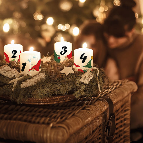 Kleine Kerzen Advent Wichtel - Adventskerzen im 4er Set