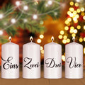 Kleine Kerzen Advent Ziffern - Adventskerzen im 4er Set