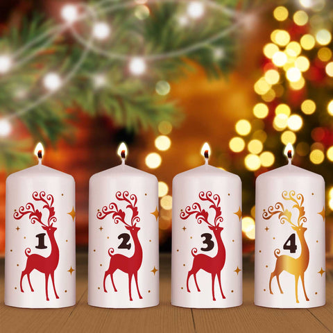 Kleine Kerzen Advent Hirsche - Adventskerzen im 4er Set