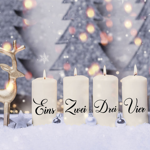 Kleine Kerzen Advent Ziffern - Adventskerzen im 4er Set