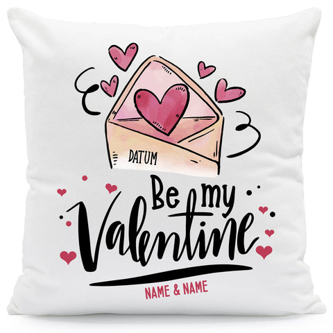 Bedrucktes Kissen mit Motiv Be my Valentine