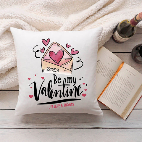 Bedrucktes Kissen mit Motiv Be my Valentine