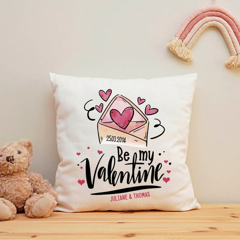 Bedrucktes Kissen mit Motiv Be my Valentine