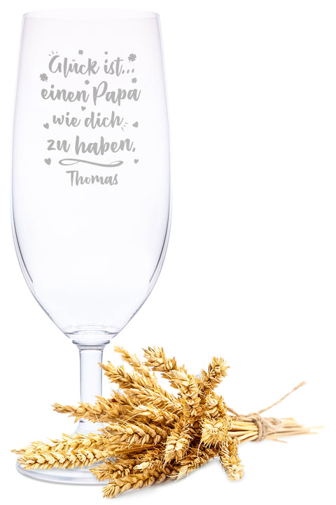 Leonardo Bierglas mit Gravur "Glück ist einen Papa" mit Name