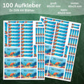 Schuletiketten mit Namen - Unterwasser Design - 100 Aufkleber in verschiedenen Größen