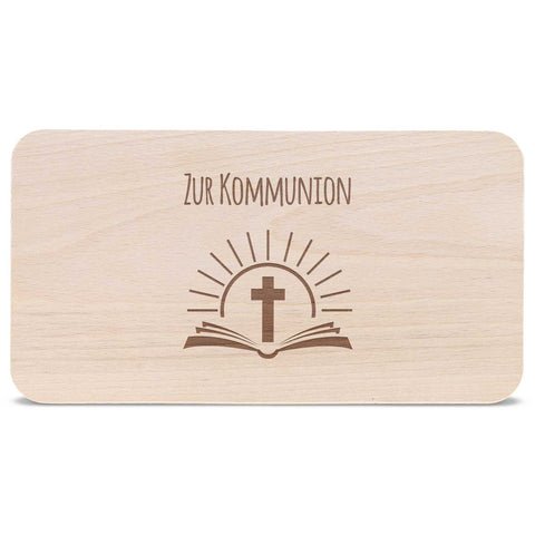 Frühstücksbrettchen mit Gravur "Kommunion Bibel"