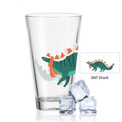 Leonardo Wasserglas mit UV-Druck im Santasaurus Design zu Weihnachten