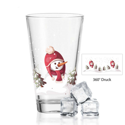 Leonardo Wasserglas mit UV-Druck im Schneemann Design zu Weihnachten