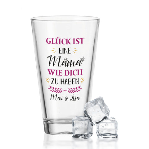 Leonardo Wasserglas mit UV-Druck "Glück ist eine Mama" mit Namen