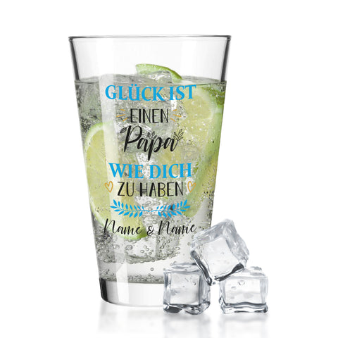 Leonardo Wasserglas mit UV-Druck "Glück ist einen Papa" mit Namen