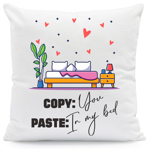 Bedrucktes Kissen mit Spruch Copy You Paste my Bed