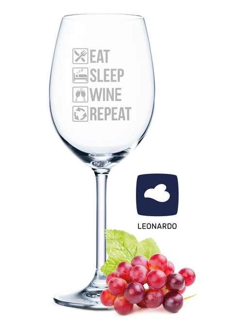 Leonardo Weinglas mit Gravur "Eat Sleep Wine Repeat"