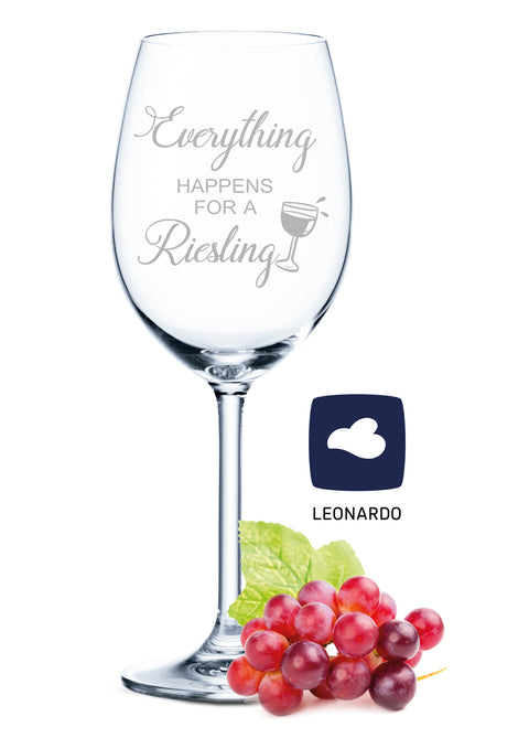 Leonardo Weinglas mit Gravur "Everything Happens For A Riesling"