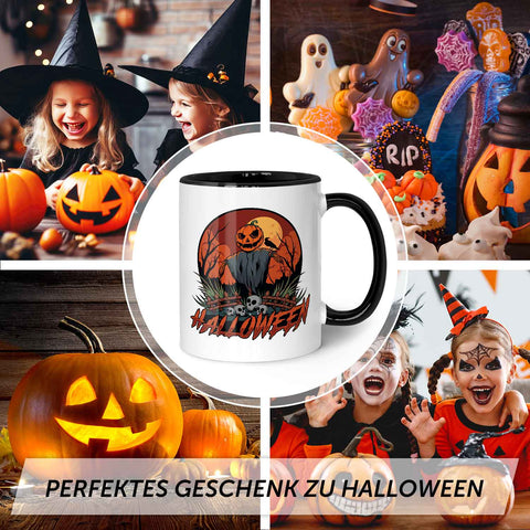 Bedruckte Tasse mit Motiv im Halloween Vogelscheuche Design