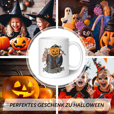 Bedruckte Tasse mit Motiv im Kürbis Zombie Design