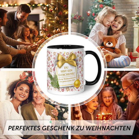 Bedruckte Tasse mit Weihnachtsmotiv im Du bist ein Geschenk Design