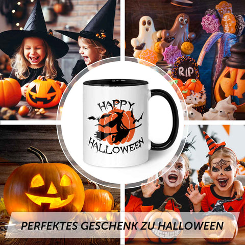 Bedruckte Tasse mit Motiv im Happy Halloween Hexen Design