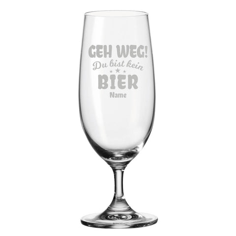 Leonardo Bierglas mit Gravur "Geh weg du bist kein Bier" mit Name