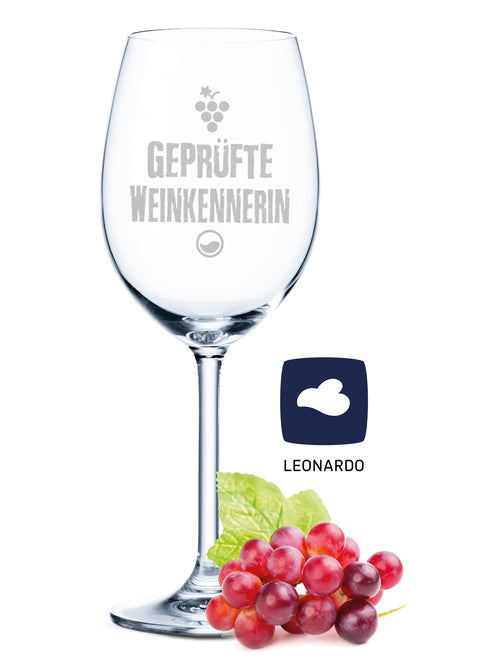 Leonardo Weinglas mit Gravur "Geprüfte Weinkennerin"