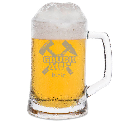 Montana Bierkrug "Glück auf" Schlägel + Eisen mit Namen