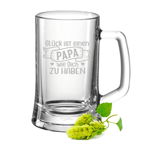 Montana Bierkrug mit Gravur "Glück ist einen Papa wie Dich zu haben" V2