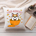 Bedrucktes Kissen mit Spruch Good morning Dog pumpkin