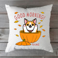 Bedrucktes Kissen mit Spruch Good morning Dog pumpkin